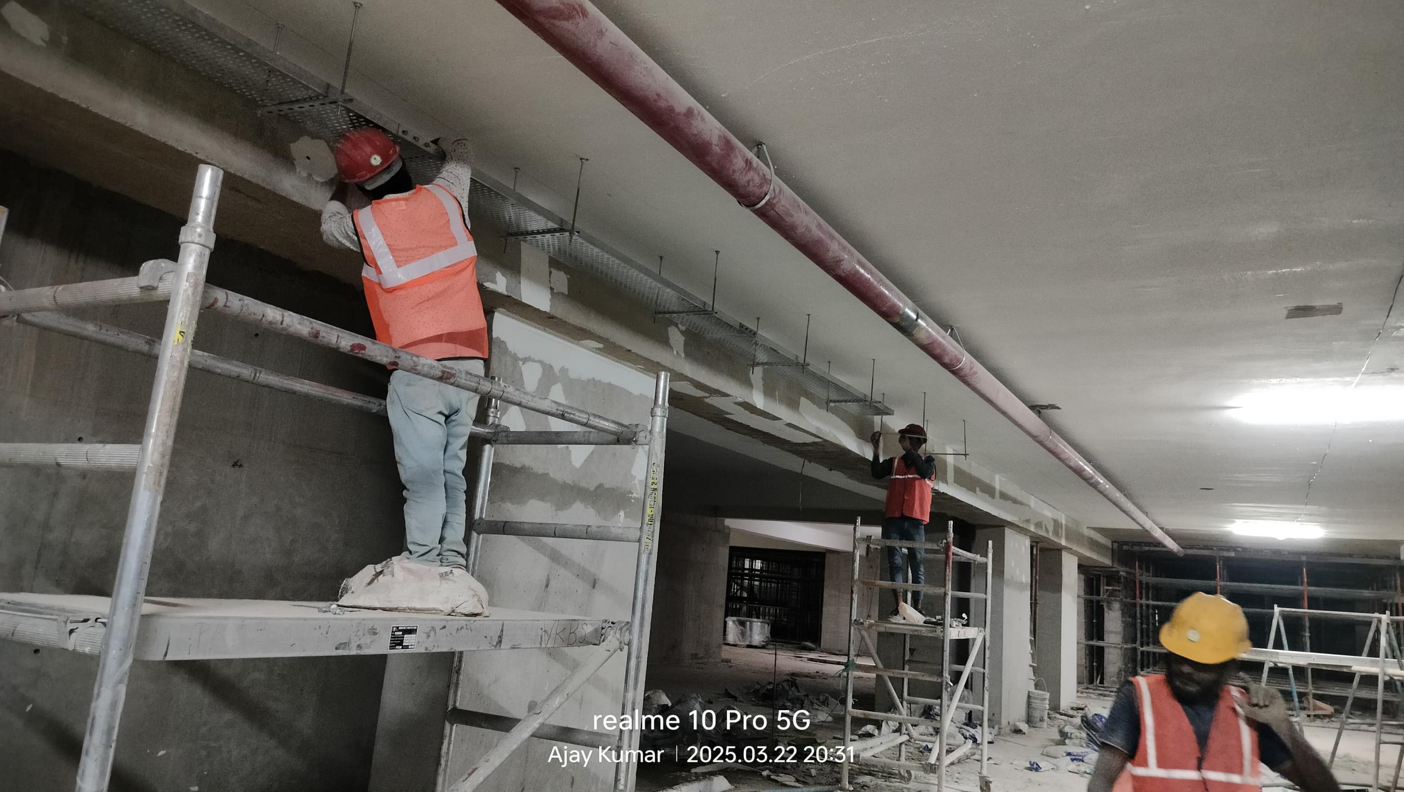 Mechanical equipment erection at a project site